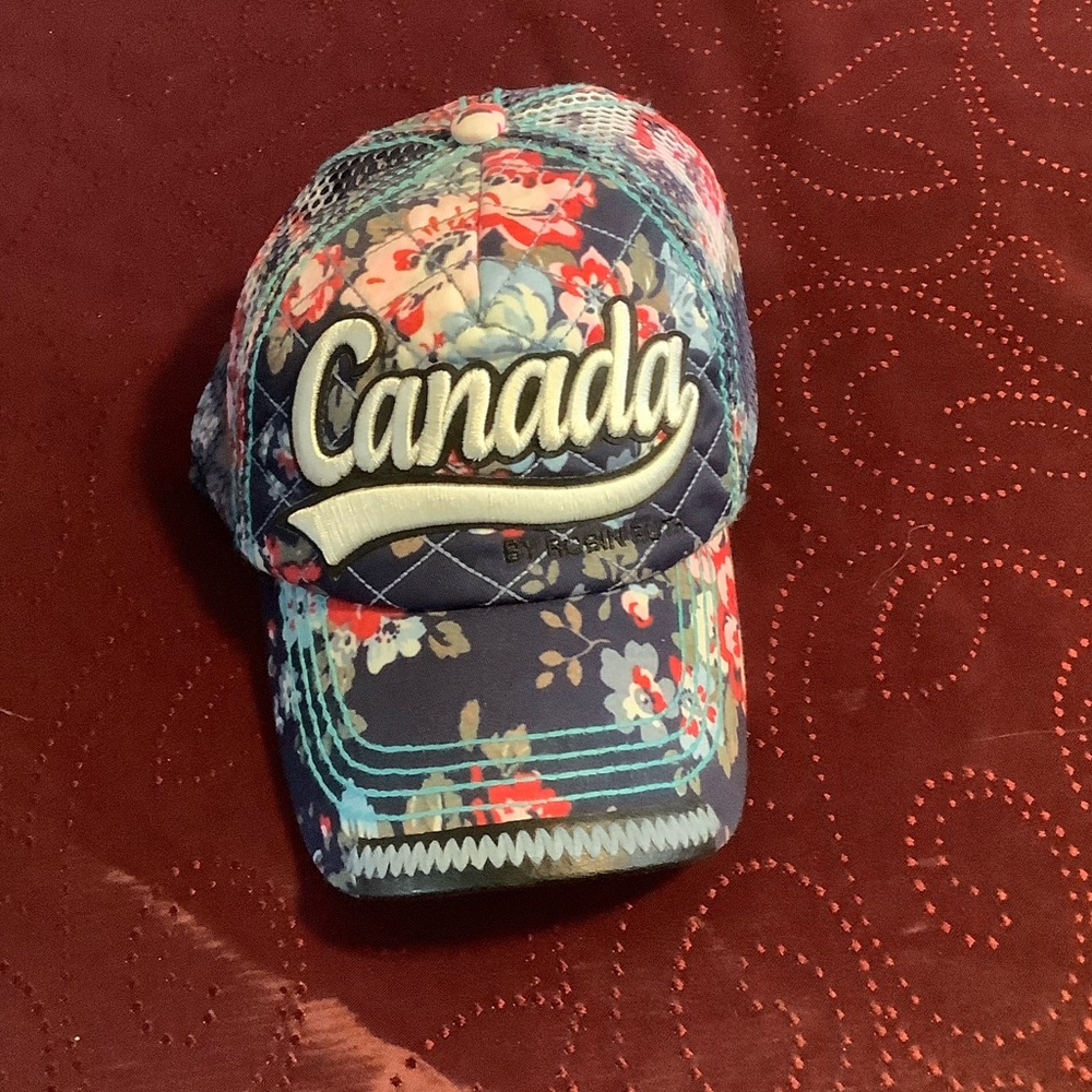 Robin Ruth Canada Floral Hat - Navy and Coral